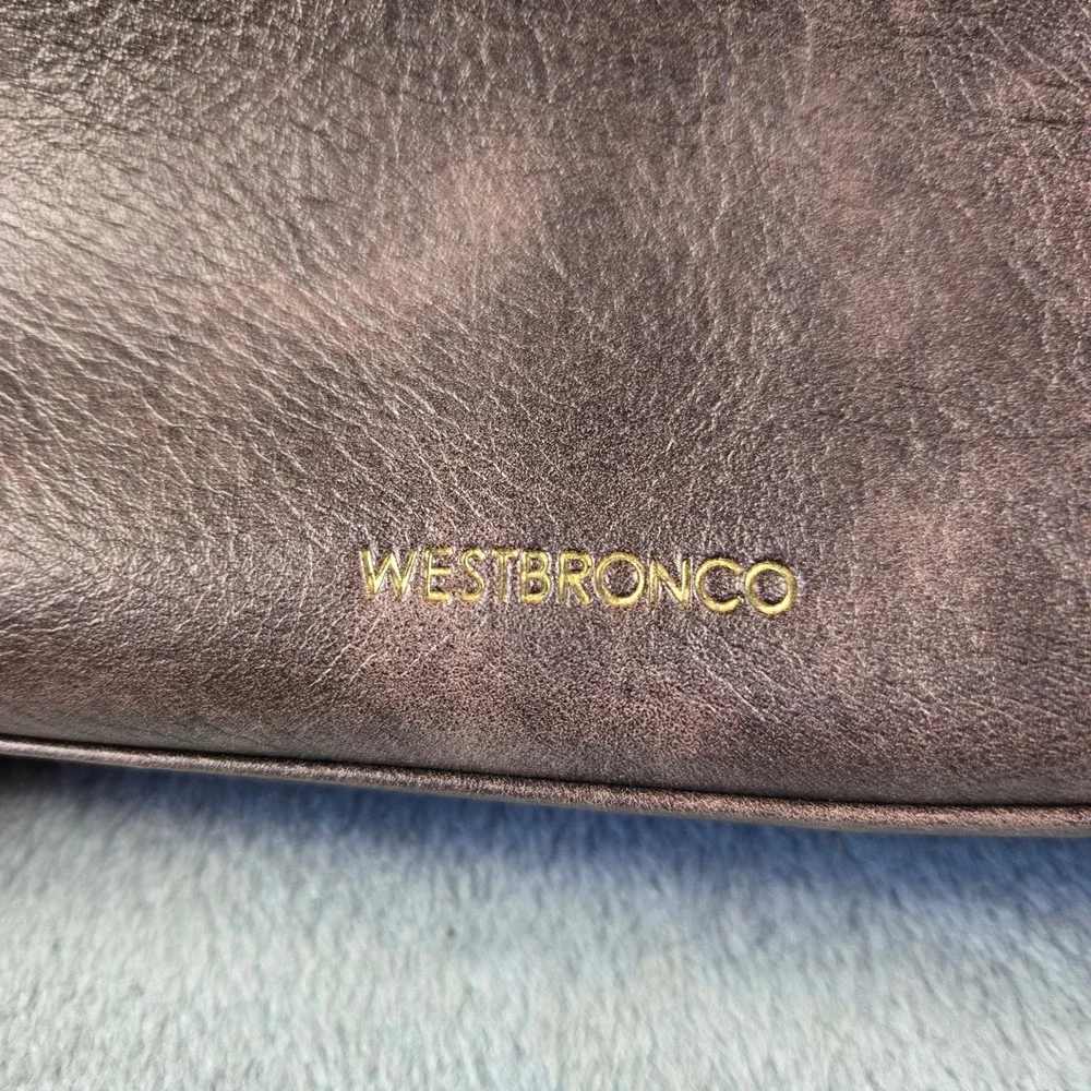 Westbronco Brown Vegan Leather Crossbody Bag Camera Bag Distressed Vintage Style
